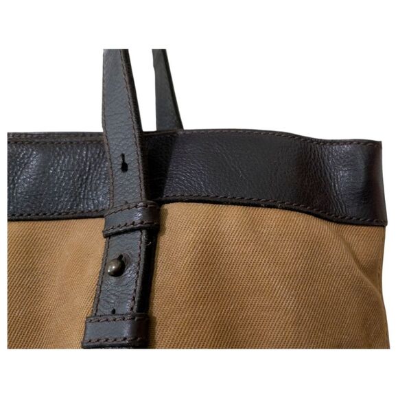 Fossil Authentic Classic Waxed Canvas and Leather Medium Tote Bag - Brown & Tan - Picture 11 of 12